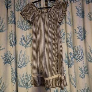 Blue and white striped dress